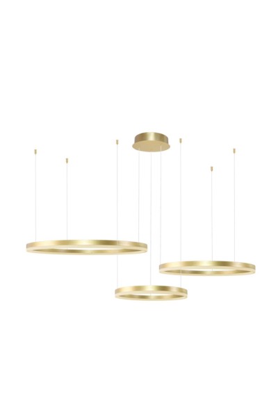 AZZARDO lampa wisząca HALO 100+80+60 CCT  DIMM z pilotem złota