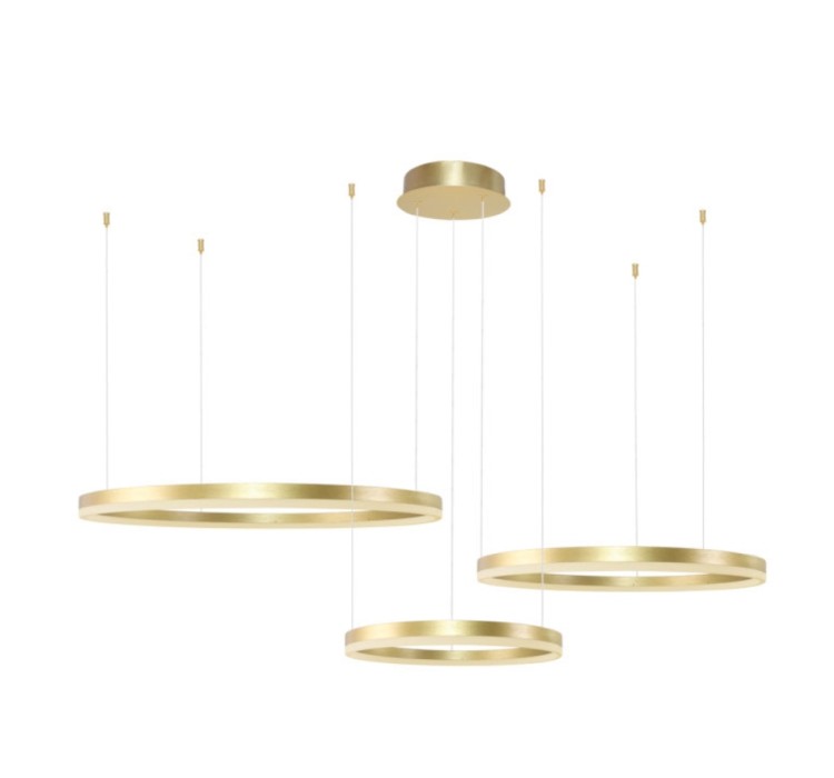 AZZARDO lampa wisząca HALO 100+80+60 CCT  DIMM z pilotem złota
