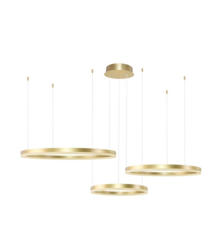 AZZARDO lampa wisząca HALO 100+80+60 CCT  DIMM z pilotem złota