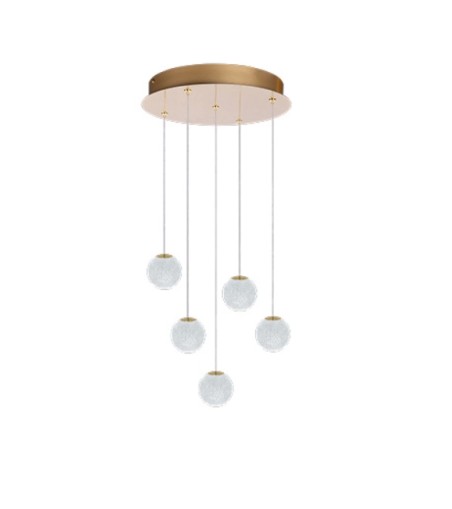 AZZARDO lampa wisząca EDEM 5 ROUND złota